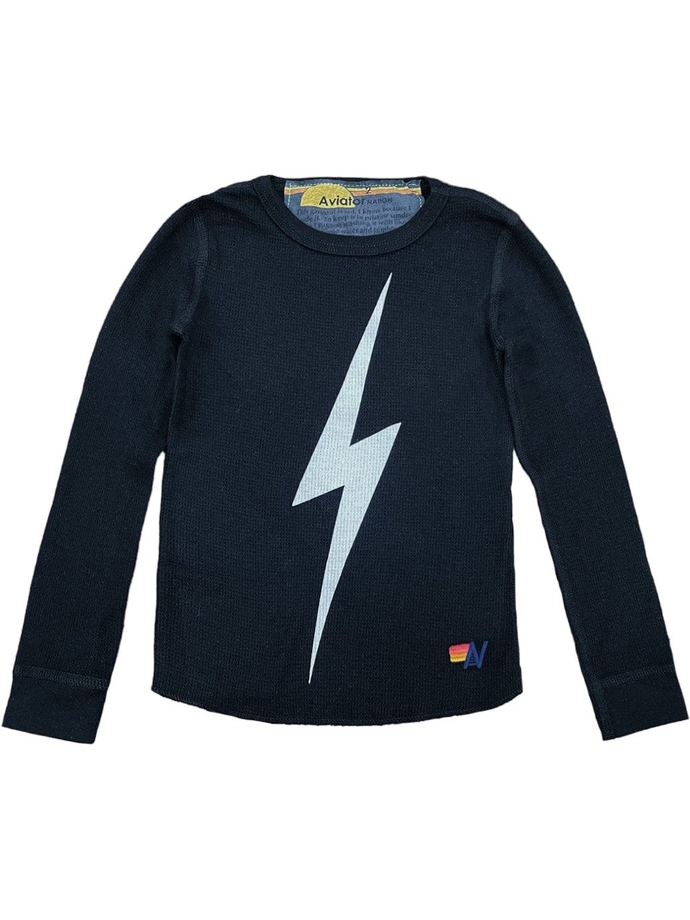 aviator nation kids bolt thermal long sleeve black lightning bolt 10 unisex